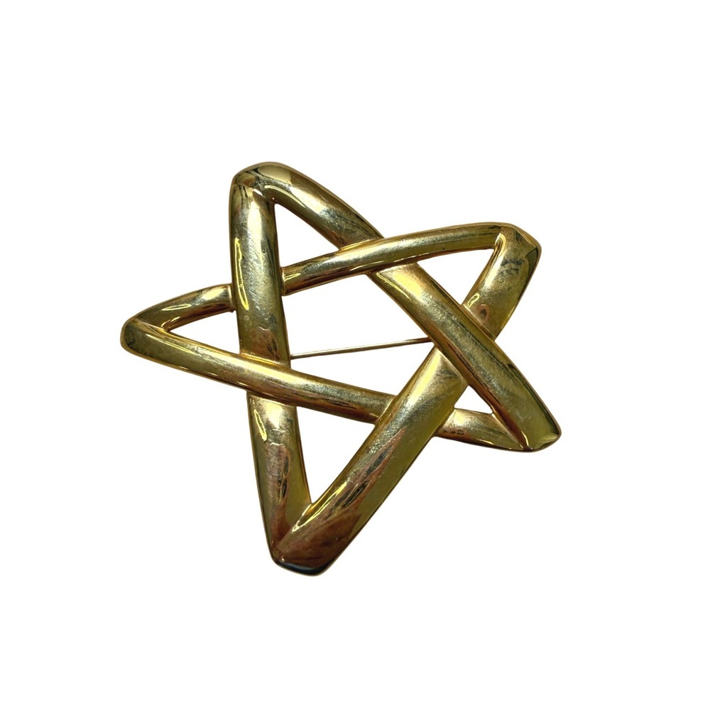 Vintage‎ Celestial Star Designer Gold Tone Brooch
